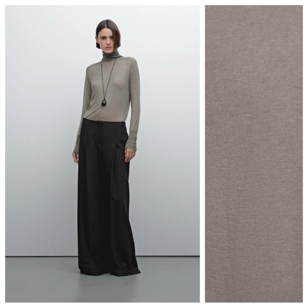 NWT. Massimo Dutti Studio Grey  Wool Thin Knit Sweater with Turtleneck. Size M.